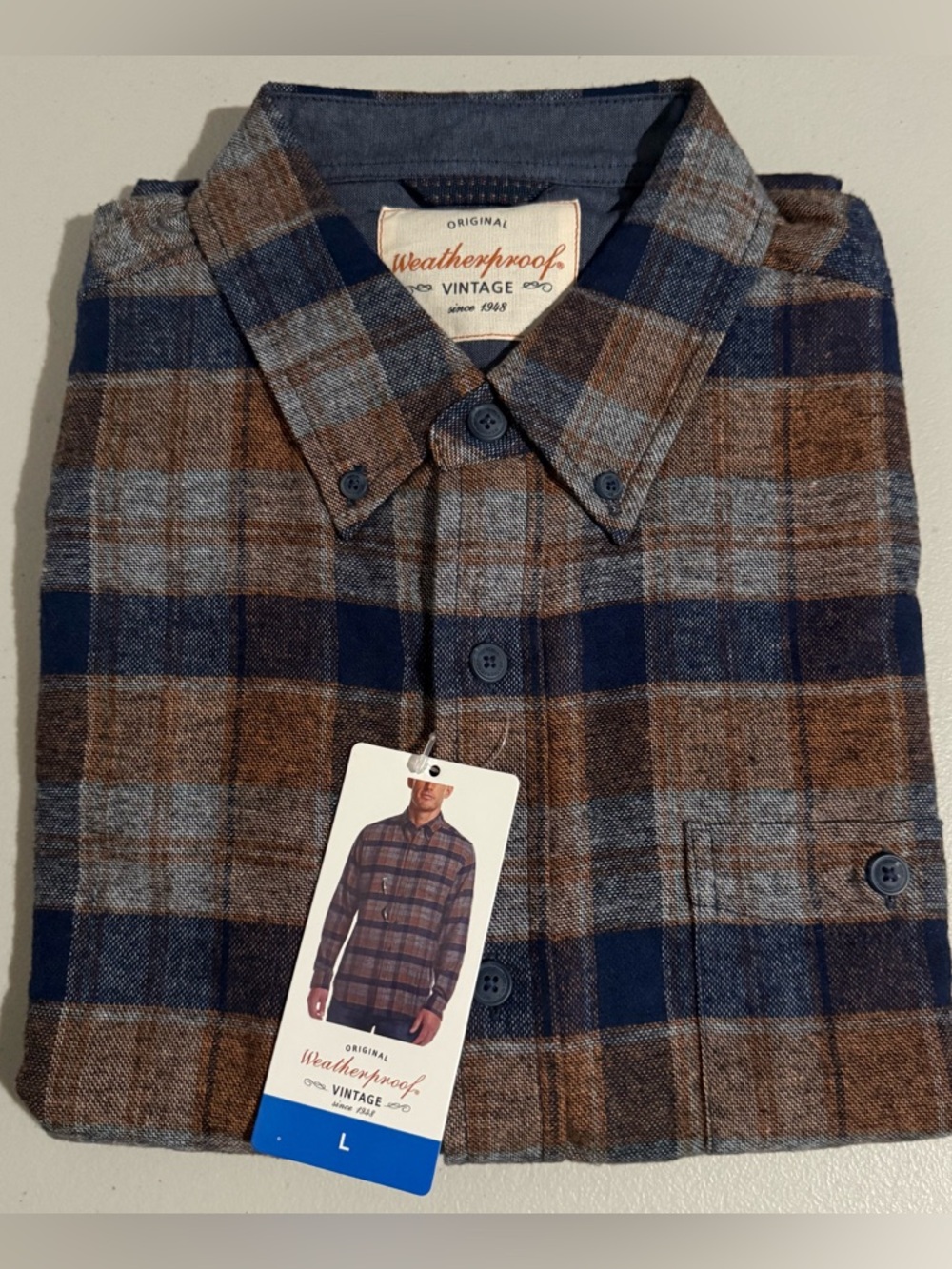 Weatherproof Vintage Button Up Flannel Shirt, Multicolor, Men’s Size Large